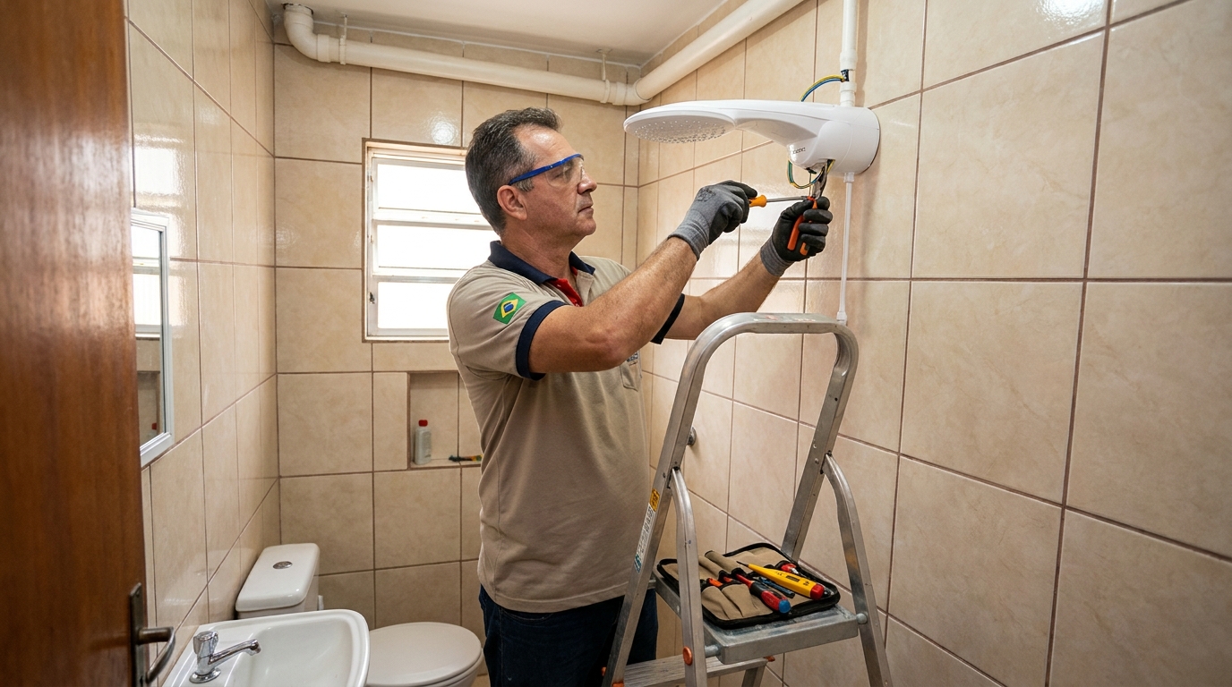 Substituição de Chuveiro Antigo no Centro, Marília‑SP